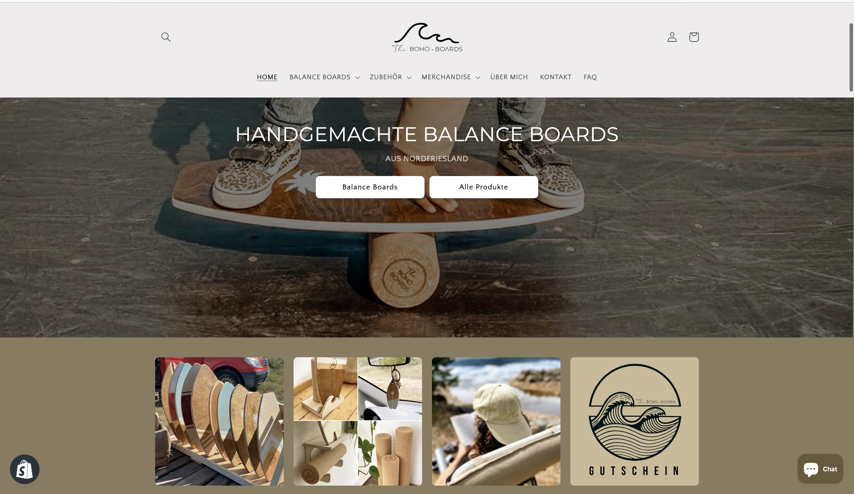 Startseite von The Boho-Boards Onlineshop
