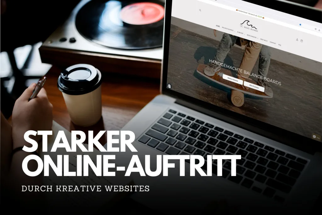 Starker Online-Auftritt mit durchdatem und Kreativem Webdesign - Banner der ein Laptop zeigt.